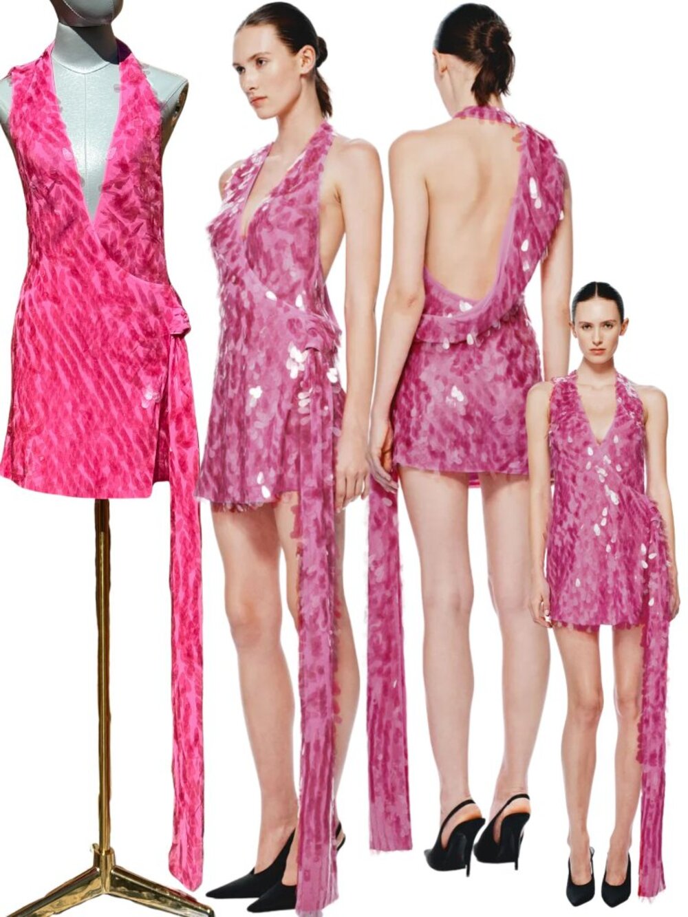 🆕 MISHA COLLECTION 🧿 NWOT The Sapphire Sequins Mini Dress, Fuschia Sz S - US 4